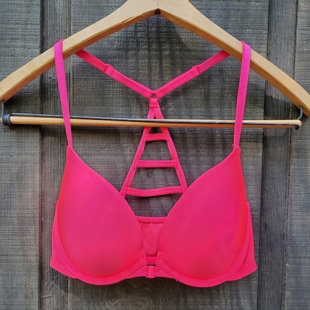 NWOT VS Hot Pink Push Up 32D - Picture 2 of 10
